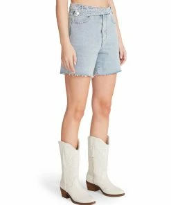 STEVEMADDEN WOMEN'S CLOTHING A-LINE DENIM SHORTS DENIM FABRIC