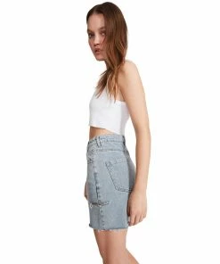 STEVEMADDEN WOMEN'S CLOTHING A-LINE DENIM SHORTS DENIM FABRIC