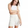 STEVEMADDEN WOMEN'S CLOTHING A-LINE DENIM SHORTS WHITE