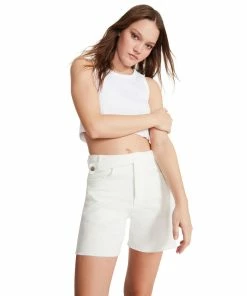 STEVEMADDEN WOMEN'S CLOTHING A-LINE DENIM SHORTS WHITE