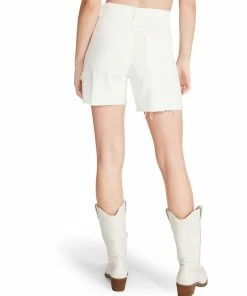 STEVEMADDEN WOMEN'S CLOTHING A-LINE DENIM SHORTS WHITE