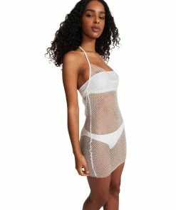 STEVEMADDEN Rhinestones MESH RHINESTONE DRESS WHITE