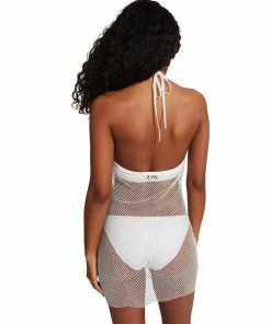 STEVEMADDEN Rhinestones MESH RHINESTONE DRESS WHITE