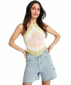 STEVEMADDEN WOMEN'S CLOTHING CROCHET HALTER GREEN