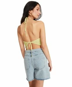 STEVEMADDEN WOMEN'S CLOTHING CROCHET HALTER GREEN