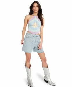 STEVEMADDEN WOMEN'S CLOTHING CROCHET HALTER PURPLE