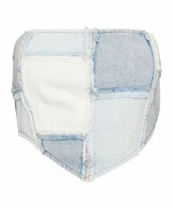 STEVEMADDEN DENIM PATCHWORK TUBE TOP