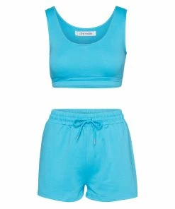 STEVEMADDEN WOMEN'S CLOTHING SWEATSHORT SET BLUE