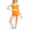 STEVEMADDEN WOMEN'S CLOTHING SWEATSHORT SET ORANGE