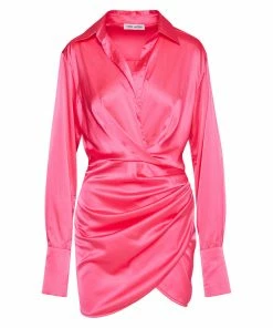 STEVEMADDEN SATIN SHIRT DRESS HOT PINK Shop All