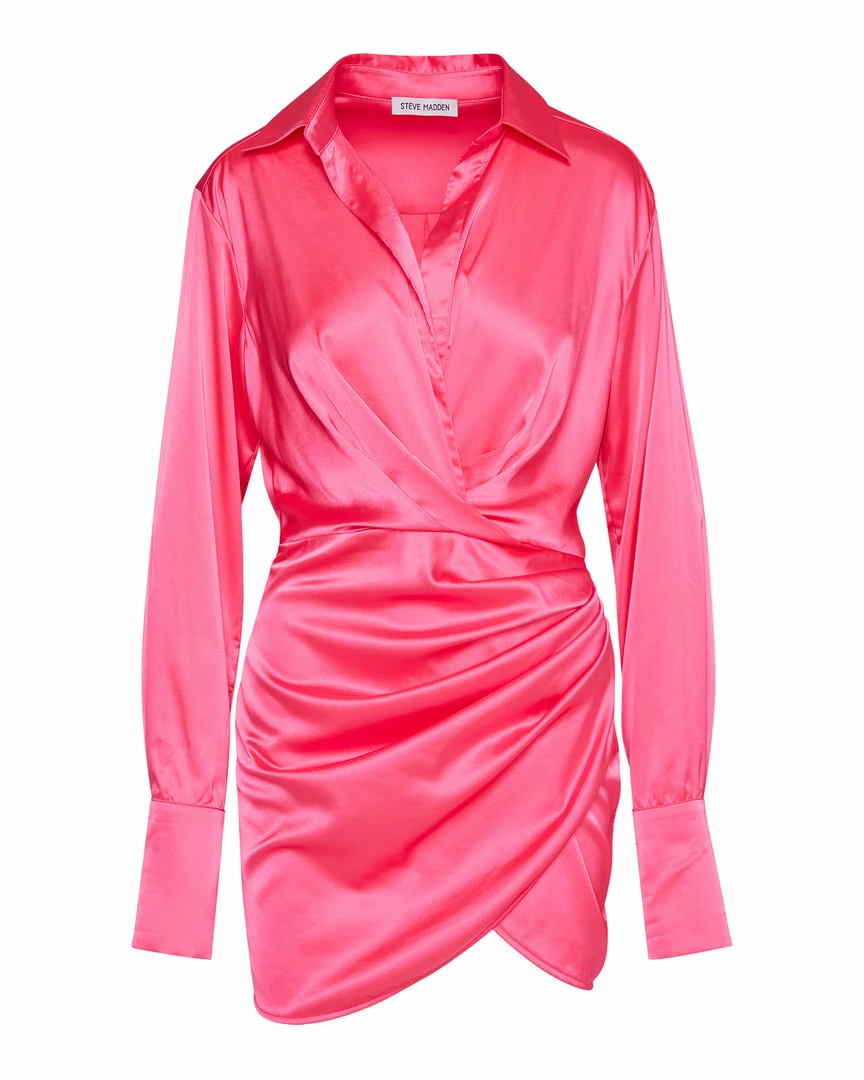 STEVEMADDEN SATIN SHIRT DRESS HOT PINK Shop All