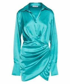 STEVEMADDEN SATIN SHIRT DRESS TURQUOISE Shop All