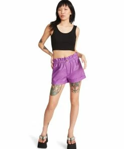 STEVEMADDEN FAUX LEATHER SHORTS PURPLE WOMEN'S CLOTHING