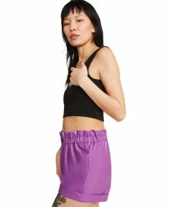 STEVEMADDEN FAUX LEATHER SHORTS PURPLE WOMEN'S CLOTHING