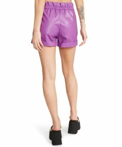 STEVEMADDEN FAUX LEATHER SHORTS PURPLE WOMEN'S CLOTHING