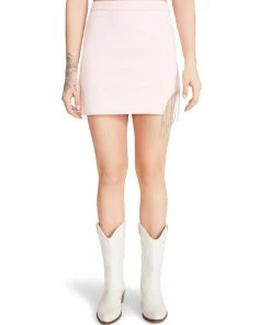 STEVEMADDEN Rhinestones RHINESTONE FRINGE SKIRT PINK