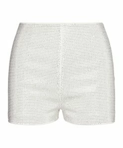 STEVEMADDEN Rhinestones RHINESTONE BOOTY SHORTS WHITE