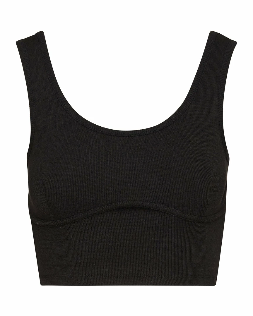STEVEMADDEN WOMEN'S CLOTHING RIBBED CROPPED TANK BLACK