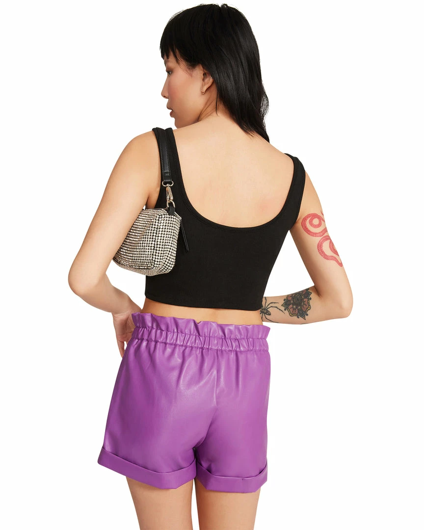 STEVEMADDEN WOMEN'S CLOTHING RIBBED CROPPED TANK BLACK