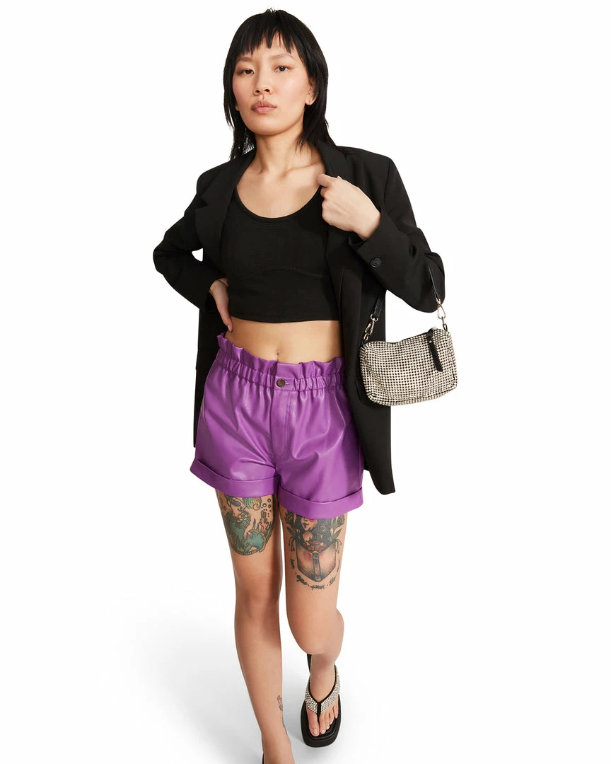 STEVEMADDEN WOMEN'S CLOTHING RIBBED CROPPED TANK BLACK