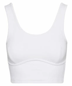 STEVEMADDEN WOMEN'S CLOTHING RIBBED CROPPED TANK WHITE