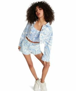 STEVEMADDEN SWIRL DENIM JACKET BLUE NEW & NOW