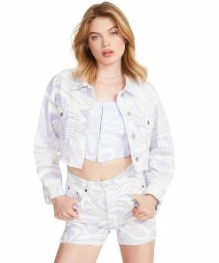 STEVEMADDEN NEW & NOW SWIRL DENIM JACKET PURPLE