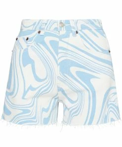 STEVEMADDEN SWIRL DENIM SHORTS BLUE