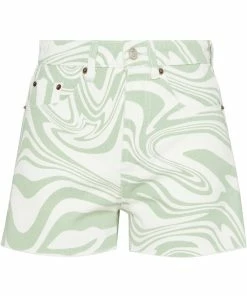 STEVEMADDEN SWIRL DENIM SHORTS GREEN NEW & NOW