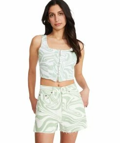 STEVEMADDEN SWIRL DENIM SHORTS GREEN NEW & NOW