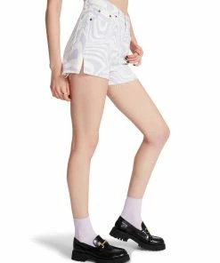 STEVEMADDEN SWIRL DENIM SHORTS PURPLE NEW & NOW