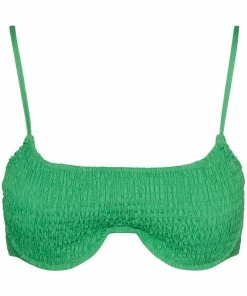 STEVEMADDEN WOMEN'S CLOTHING SMOCKED BRA SET GREEN