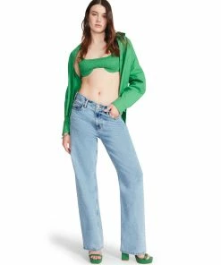 STEVEMADDEN WOMEN'S CLOTHING SMOCKED BRA SET GREEN