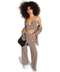 STEVEMADDEN 3-PIECE CHECKERED SET BROWN