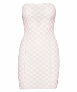 STEVEMADDEN Shop All CHECKERED TUBE DRESS PINK