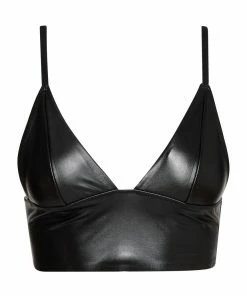 STEVEMADDEN WOMEN'S CLOTHING FAUX LEATHER BRALETTE BLACK
