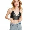 STEVEMADDEN WOMEN'S CLOTHING FAUX LEATHER BRALETTE BLACK