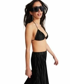 STEVEMADDEN PLISSE PANT SET BLACK WOMEN'S CLOTHING