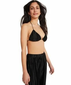 STEVEMADDEN PLISSE PANT SET BLACK WOMEN'S CLOTHING