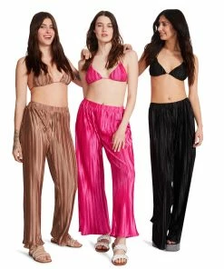 STEVEMADDEN PLISSE PANT SET BLACK WOMEN'S CLOTHING