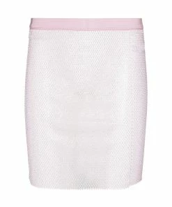 STEVEMADDEN MESH RHINESTONE SKIRT PINK WOMEN'S CLOTHING