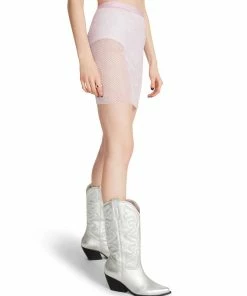STEVEMADDEN MESH RHINESTONE SKIRT PINK WOMEN'S CLOTHING