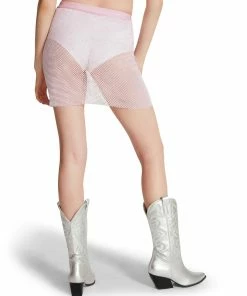 STEVEMADDEN MESH RHINESTONE SKIRT PINK WOMEN'S CLOTHING