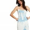 STEVEMADDEN TIE-DYE MINI DRESS BLUE WOMEN'S CLOTHING