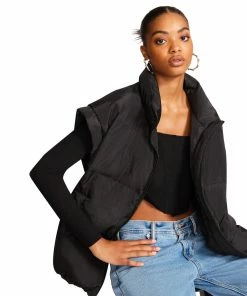 STEVEMADDEN LEIA VEST BLACK WOMEN'S CLOTHING