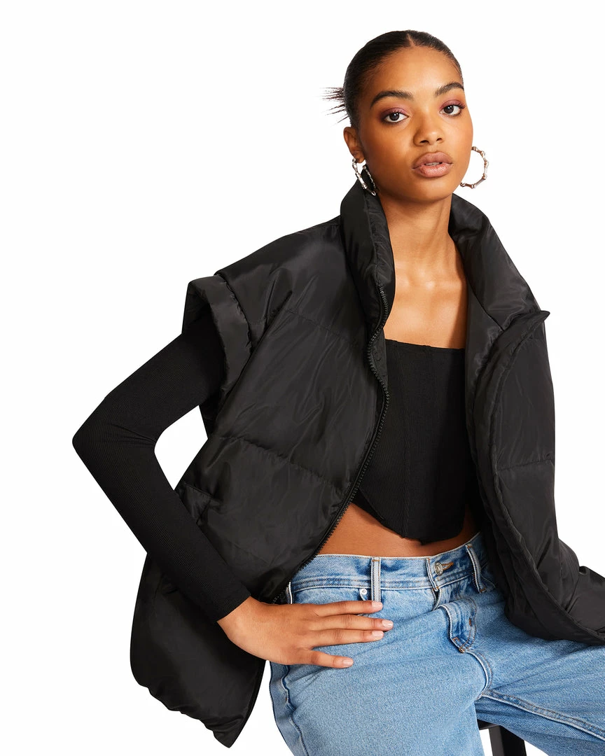 STEVEMADDEN LEIA VEST BLACK WOMEN'S CLOTHING