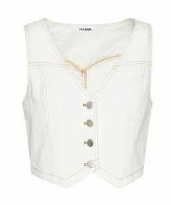 STEVEMADDEN BUTTON FRONT VEST WHITE