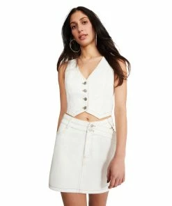 STEVEMADDEN BUTTON FRONT VEST WHITE