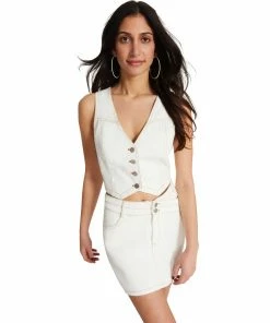 STEVEMADDEN BUTTON FRONT VEST WHITE