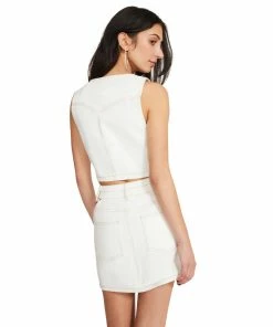 STEVEMADDEN BUTTON FRONT VEST WHITE